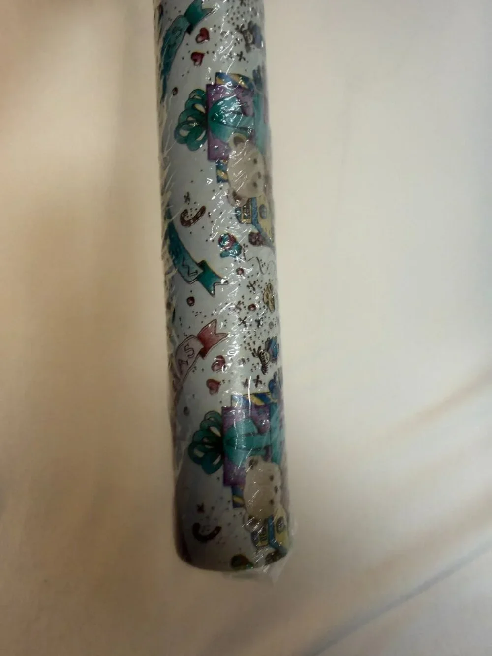 Vtg Christmas Wrapping Paper Roll NOS Sealed Teddy Bear Retro Gift Wrap 45 SqF